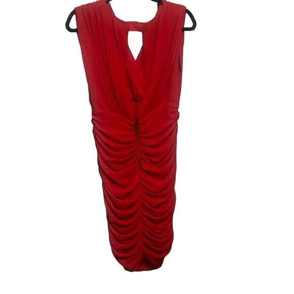 Alice + Olivia Womens‎ Red Surplice Neckline Nanette Ruched Wrap Dress Small - Picture 2 of 8